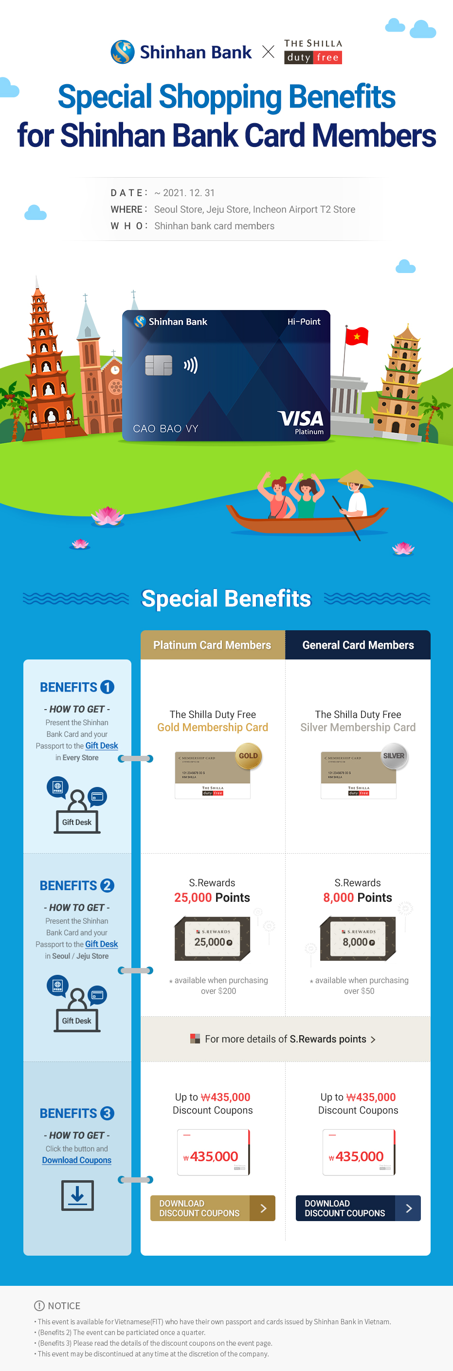 Special Benefits for Vietnam Shinan Bank Card Holders