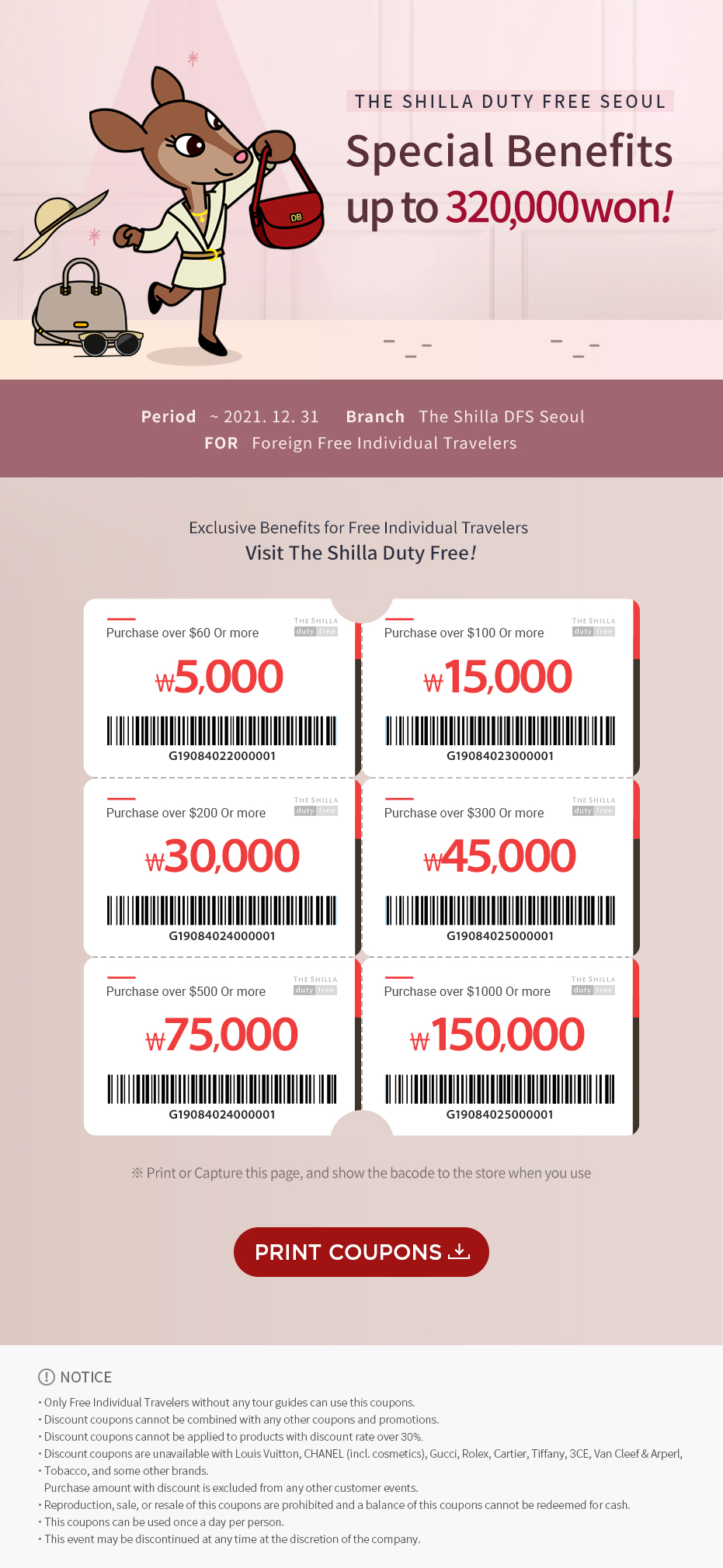 Discount Coupons of Seoul! Events The Shilla Duty Free