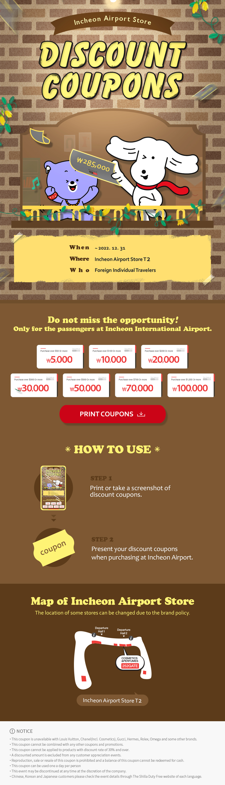 Incheon Airport Discount coupons Events The Shilla Duty Free