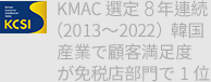 KAMC 選定5年連続（2013～2017）韓国産業で顧客満足度が免税店部門で1位